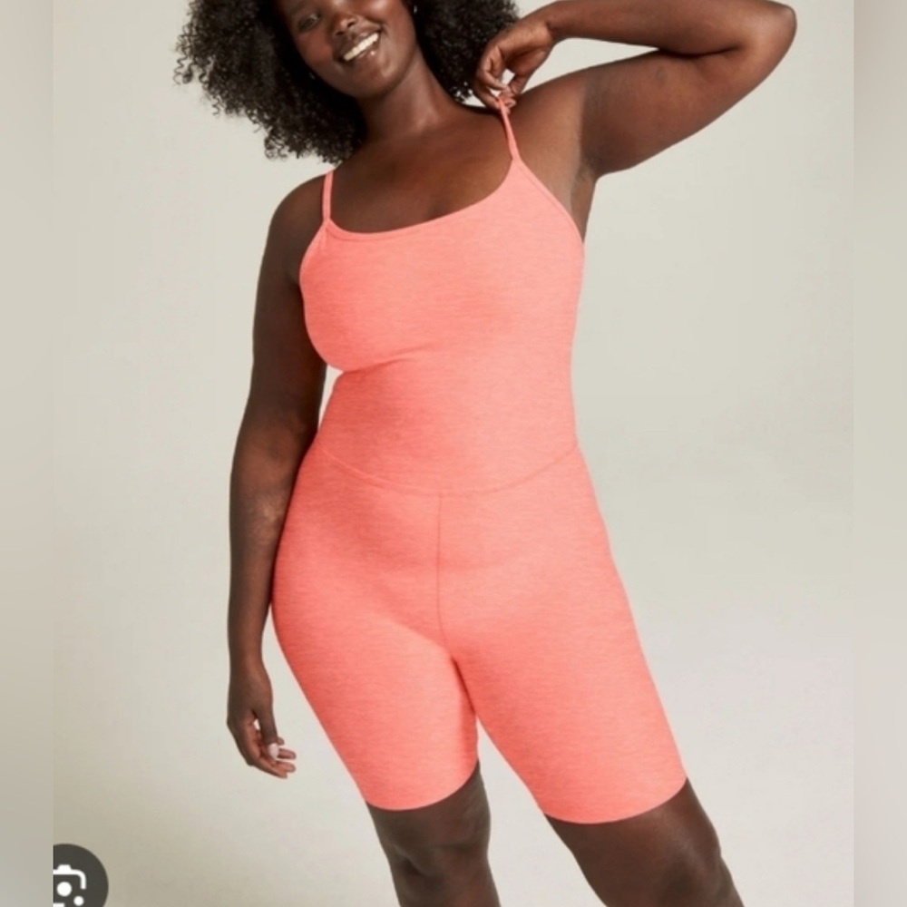 Beyond Yoga Get in Gear Electric Peach Spacedye Yoga Romper